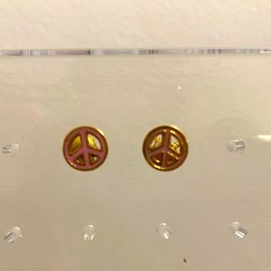 Juicy couture peace sign pink and gold earrings